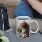 Glossy "Cautious Kitty" Mug in White