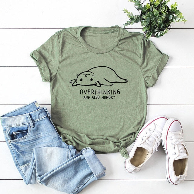 Overthinking & Hungry Cat T-Shirt