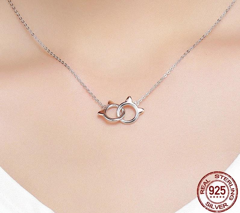 Silver Cat Link Necklace