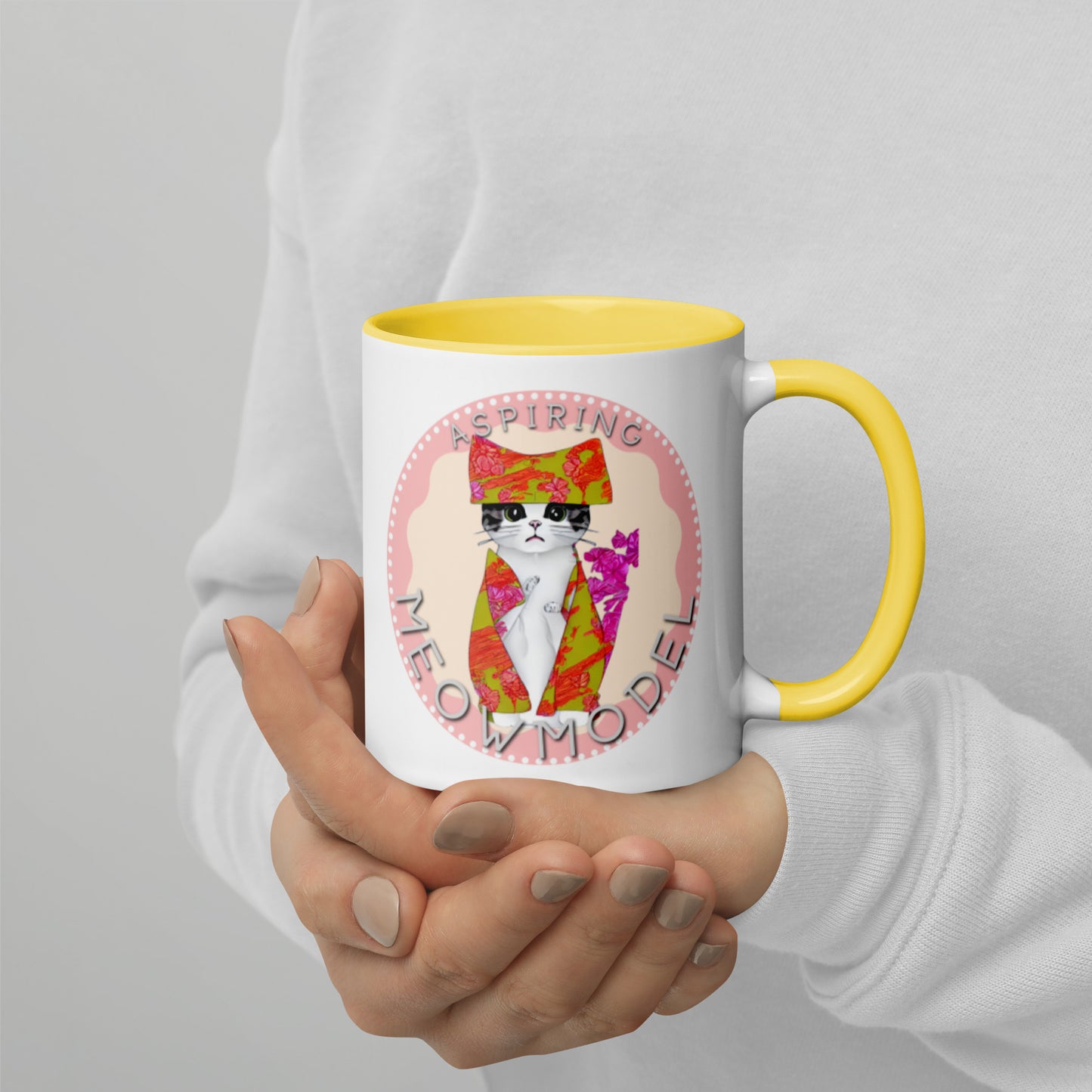 Colorful "Aspiring Meowmodel" Mug